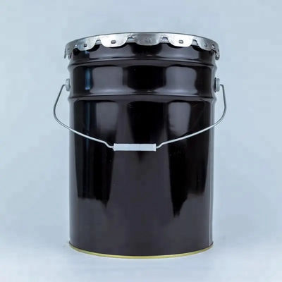 黒い金属塗料のバケツと蓋 5ガロン 防腐プラスチック内膜と花のエッジ蓋