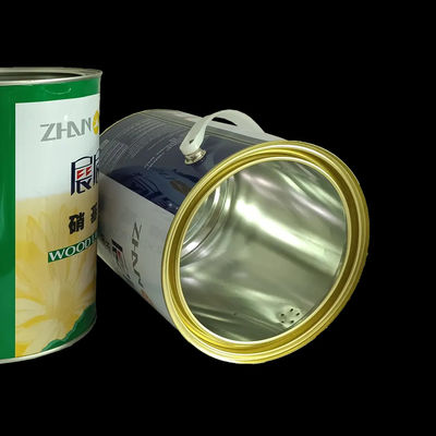 1 ガロンの丸い油彩 鉄製の缶詰 プラスチック製のハンドル付き